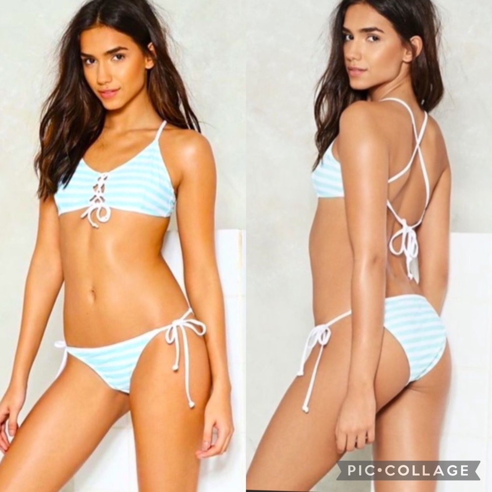 Nasty Gal Stripes Bikini Set Medium